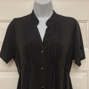 EN FOCUS STUDIO Loose Fit Button Down Dress  w/ Adjustable Waist Tie - 10